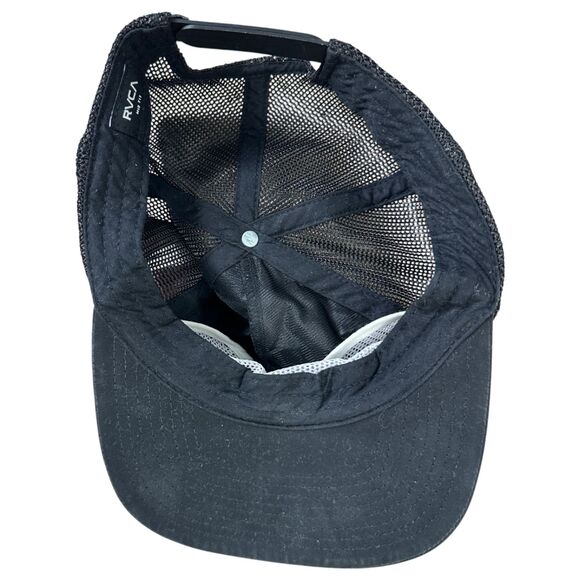 RVCA Black Mid Fit Mesh Trucker Snapback Hat One Size - Picture 6 of 6